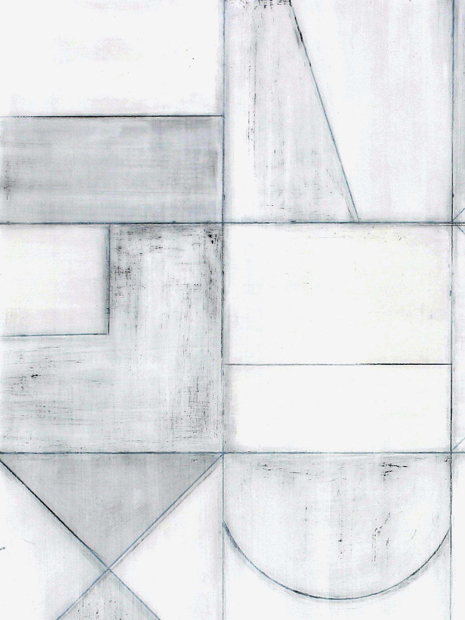 Abstrakte Mixed Media-Komposition auf baltischem Birkenholz-Paneel, Geometrisch 3077 (Geometrische Abstraktion), Painting, von Christie Owen