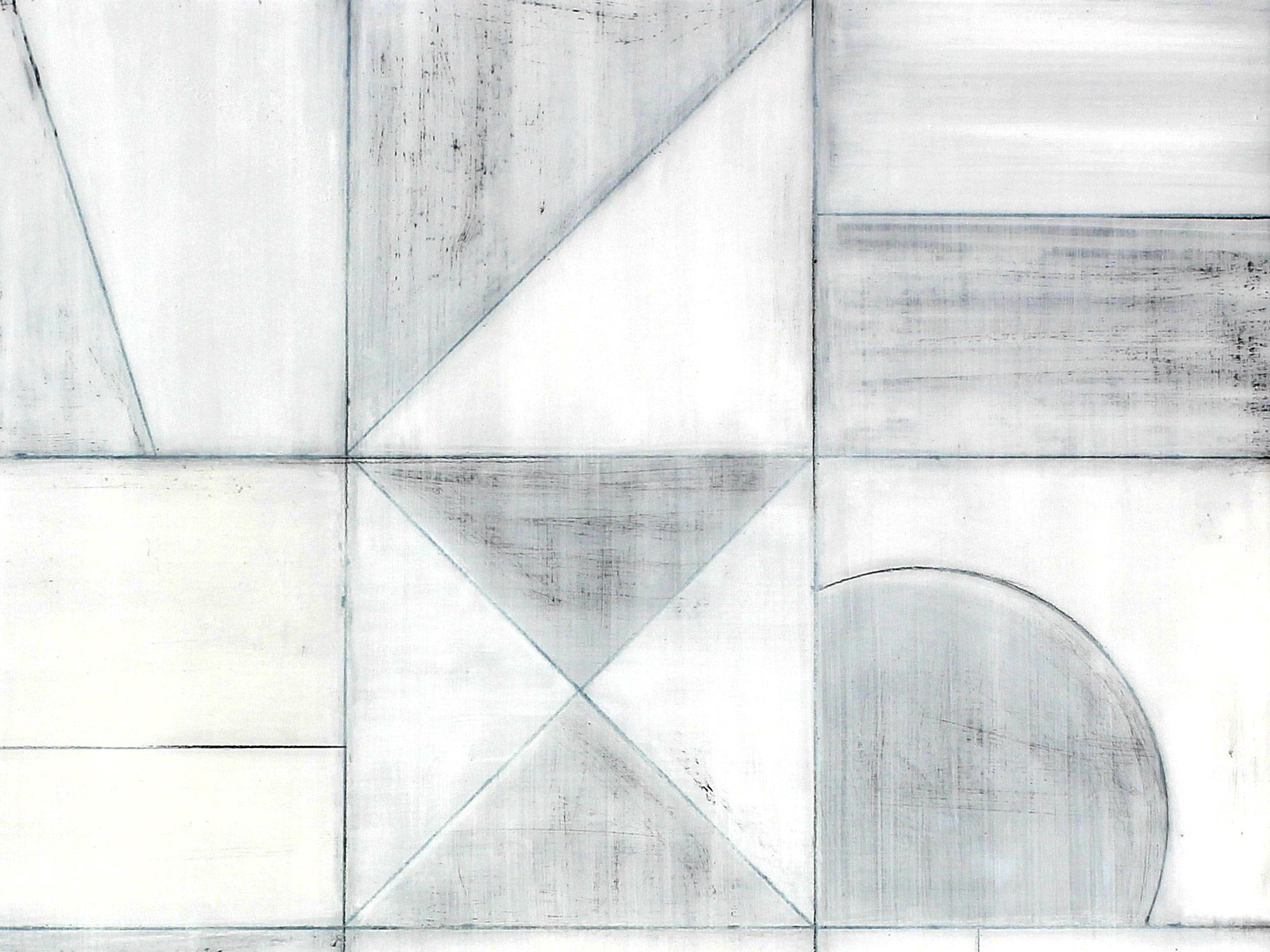 Abstrakte Mixed Media-Komposition auf baltischem Birkenholz-Paneel, Geometrisch 3077 im Angebot 1