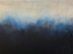 "Mystic Cloud" Blue Abstract Mixed Media Layered Painting on Baltic Birch Panel