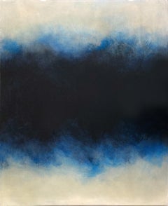 "Mystic Cloud" Blue Abstract Mixed Media Layered Painting on Baltic Birch Panel