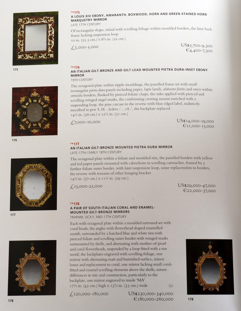 Paper Christie's, Important European Furniture & a Collection of Magnificent Mirrors For Sale