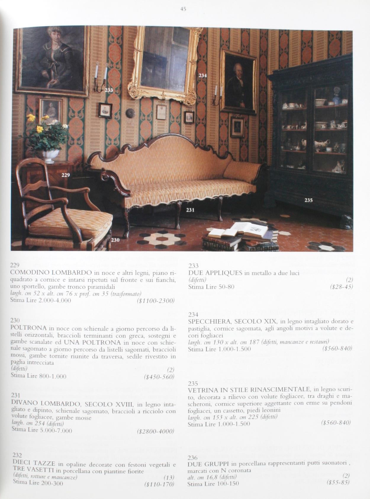 Christie's: Palazzo Dal Pozzo Arredi e Dipinti Dalla, September 1998 For Sale 1