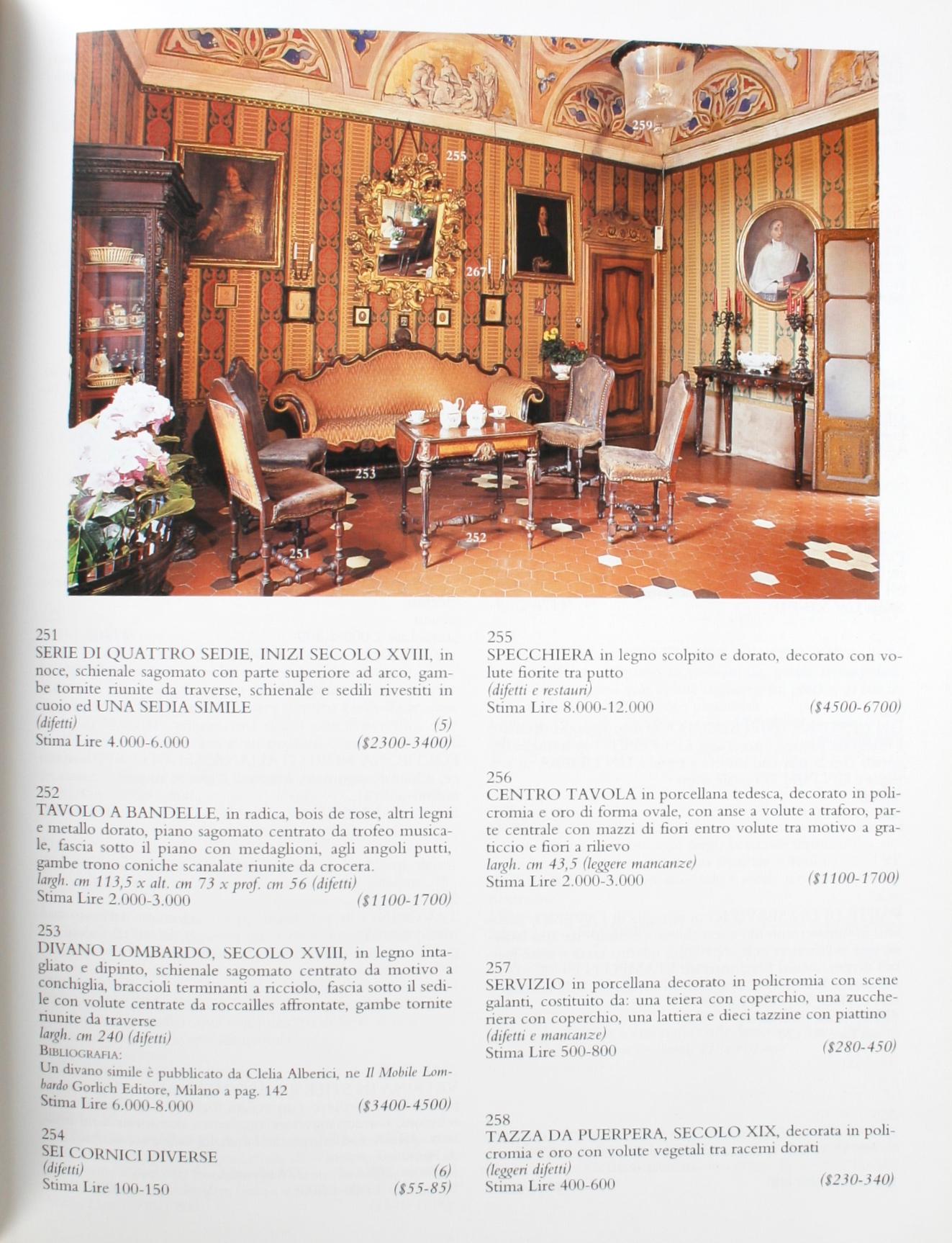 Christie's: Palazzo Dal Pozzo Arredi e Dipinti Dalla, September 1998 For Sale 2