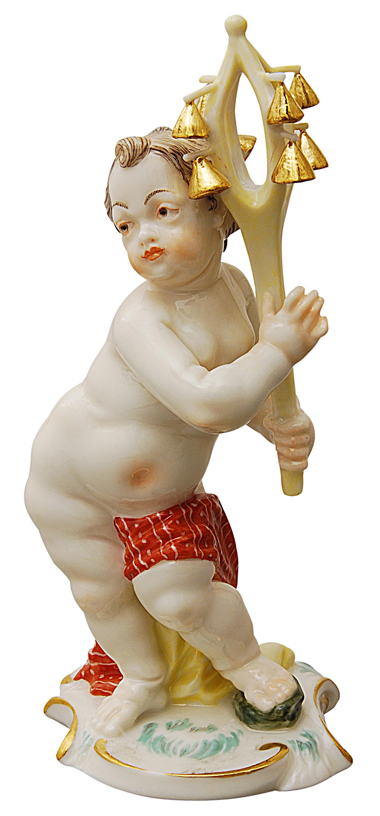 German Christimas cherubs in Nymphenburg porcelain hand crafted and hand painted For Sale