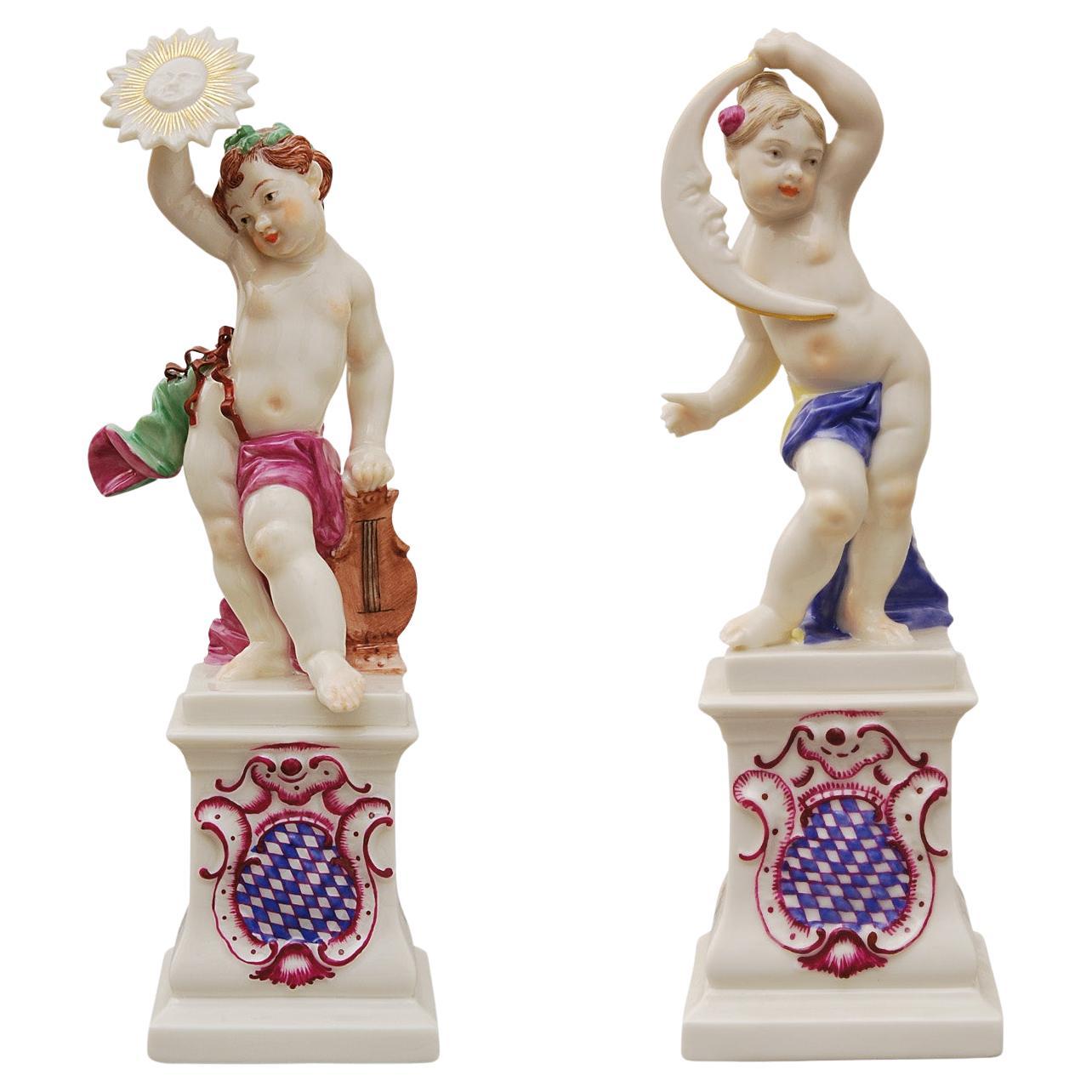 Querubines de Christimas en porcelana de Nymphenburg hechos y pintados a mano