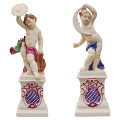 Querubines de Christimas en porcelana de Nymphenburg hechos y pintados a mano