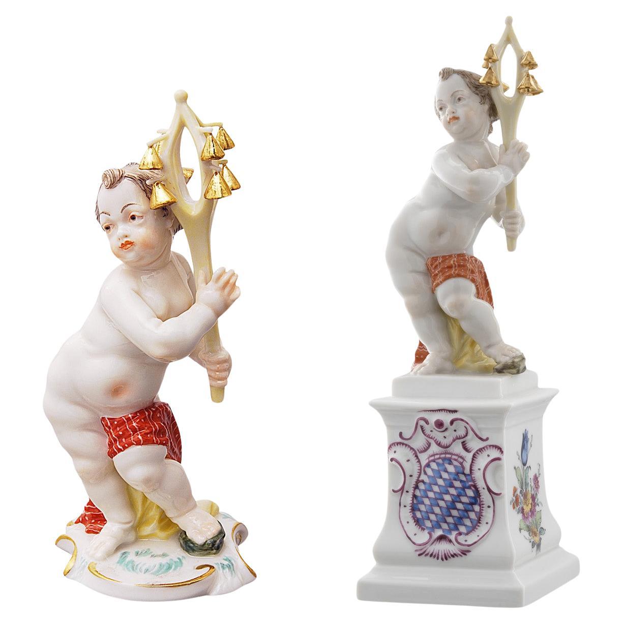 Querubines de Christimas en porcelana de Nymphenburg hechos y pintados a mano
