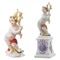 Querubines de Christimas en porcelana de Nymphenburg hechos y pintados a mano