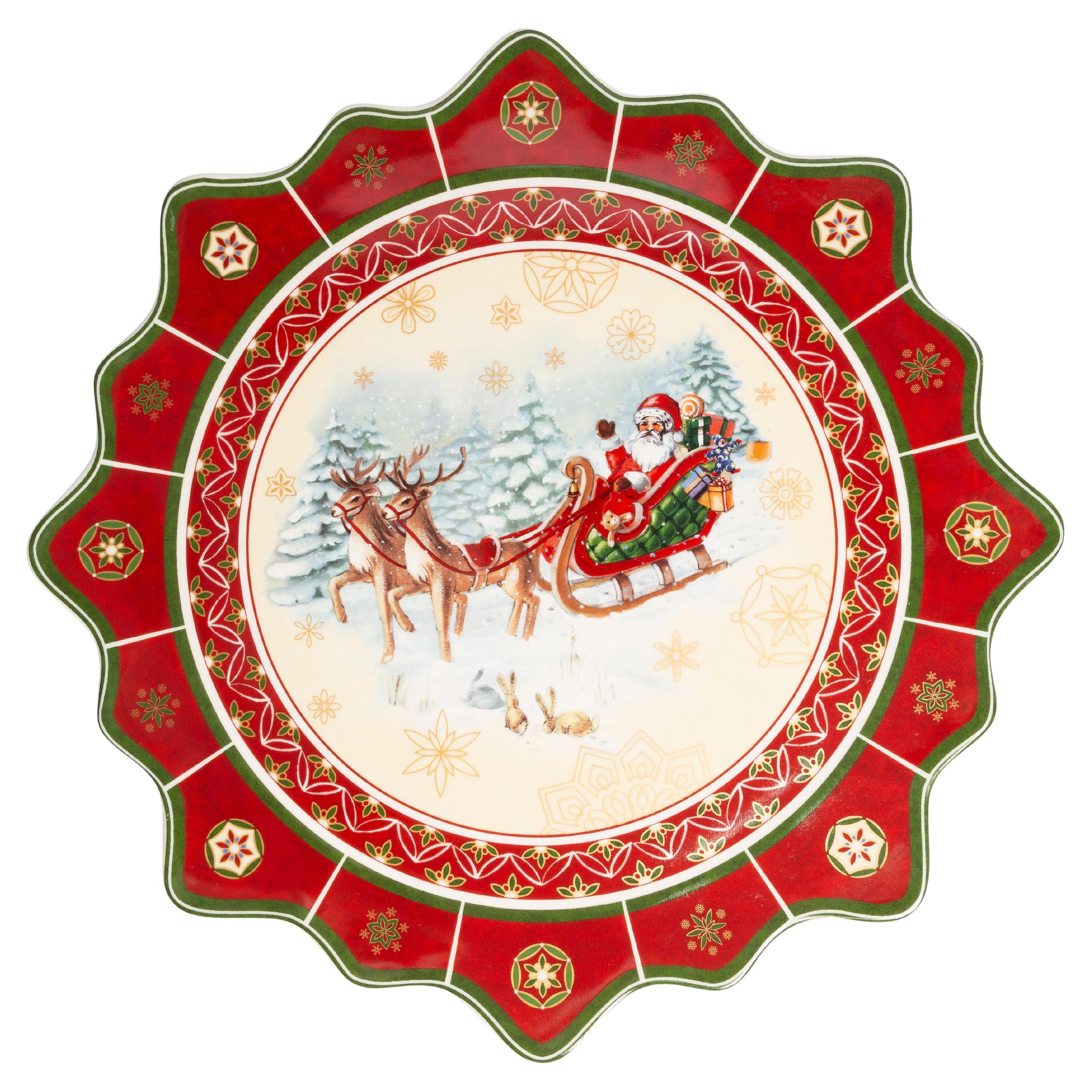 Christimas Decorative Painted Ceramic Plate, Villeroy Boch, France, 2000s For Sale