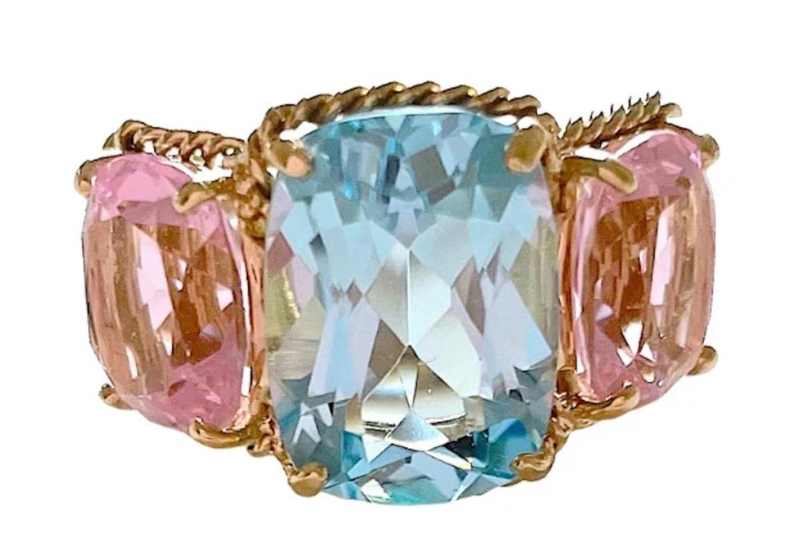 Christina Addison Double Cushion Blue Topaz Stone Diamond Yellow Gold Earrings For Sale 1