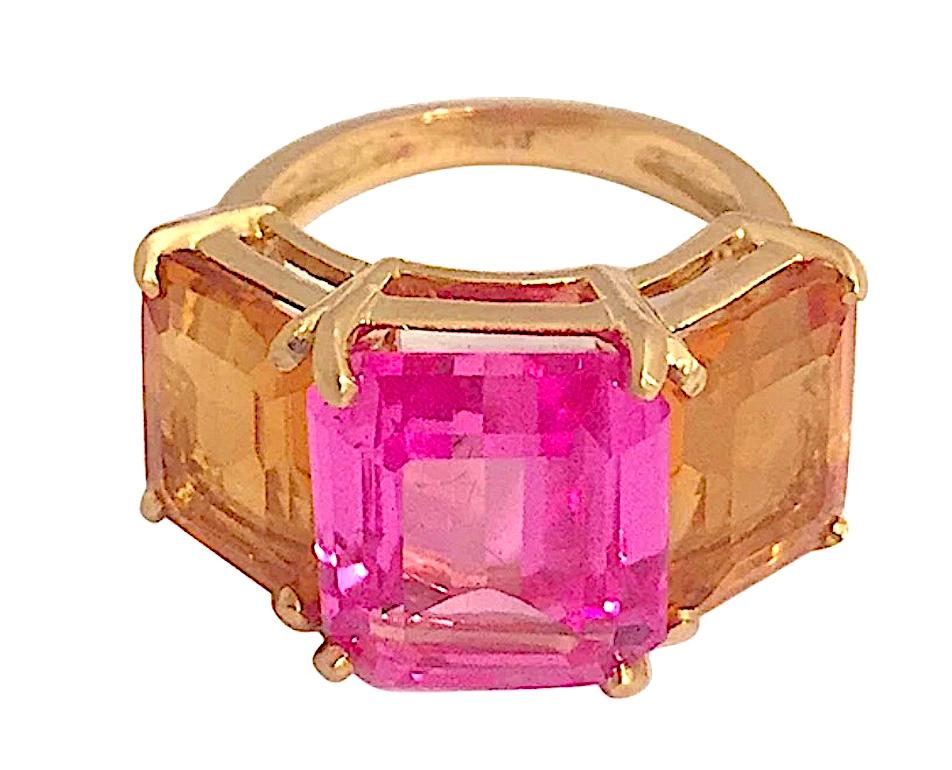 Christina Addison Double Cushion Earrings with Pink Topaz and Orange Citrine For Sale 9
