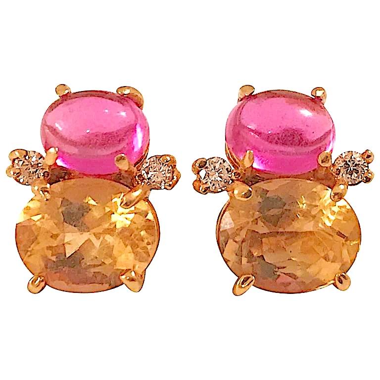 Christina Addison Double Cushion Earrings with Pink Topaz and Orange Citrine For Sale 10