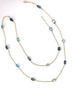 Christina Addison Elegant Multi Shaped Blue Topaz Link Chain