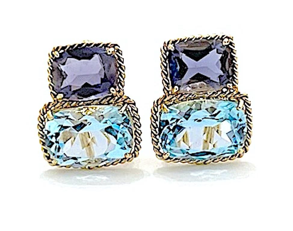 Christina Addison Large GUM DROP Earrings with Pink Topaz Blue Topaz Diamonds For Sale 10
