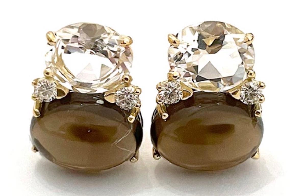 Christina Addison Large GUM DROP Earrings with Pink Topaz Blue Topaz Diamonds For Sale 3