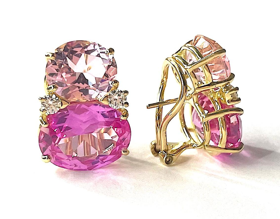 Modern Christina Addison Large GUM DROP Earrings with Pink Topaz and Diamonds For Sale
