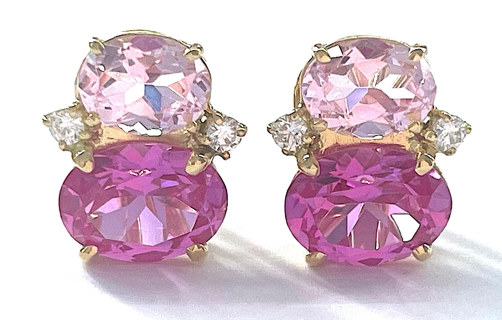 Christina Addison Pendientes de Gota de Goma Mediana con Perlas Topacio Rosa y Diamantes en venta 8