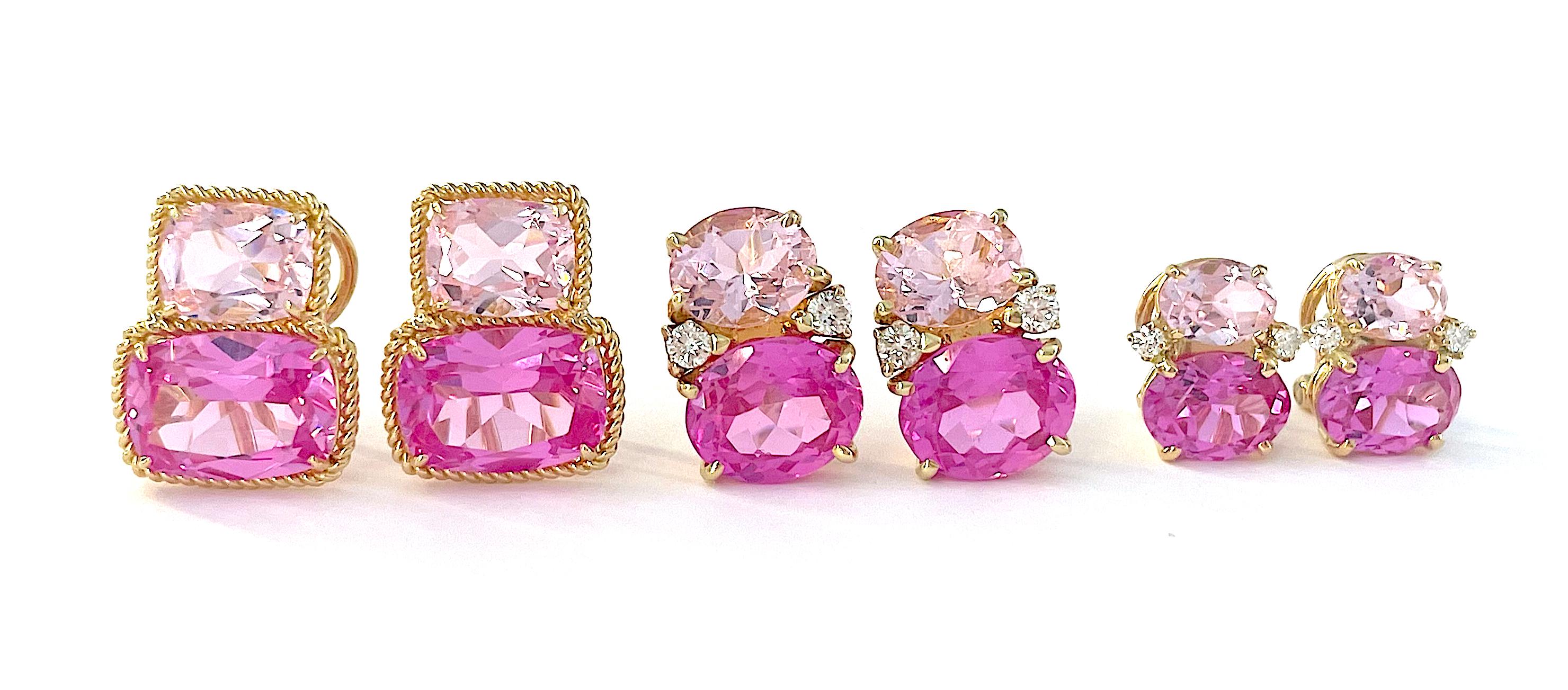 Christina Addison Medium GUM DROP Earrings  with Pink Topaz and Diamond In New Condition For Sale In New York, NY