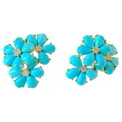 Christina Addison Peridot Flower Diamonds Cluster Earrings