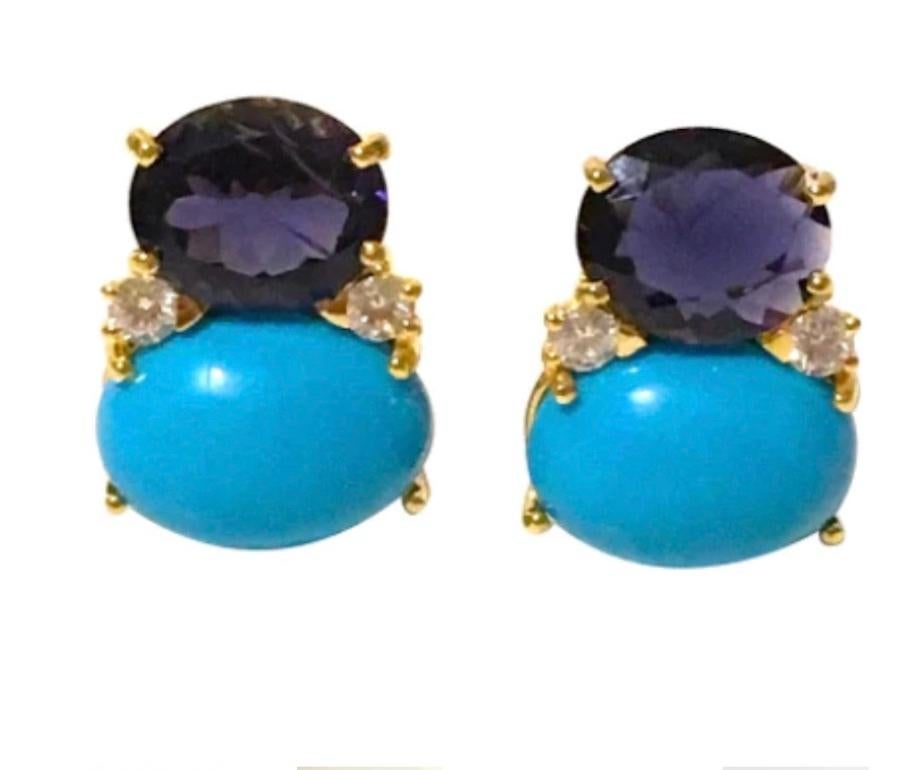 Christina Addison Rubelite Turquoise Gold Flower Earrings For Sale 7