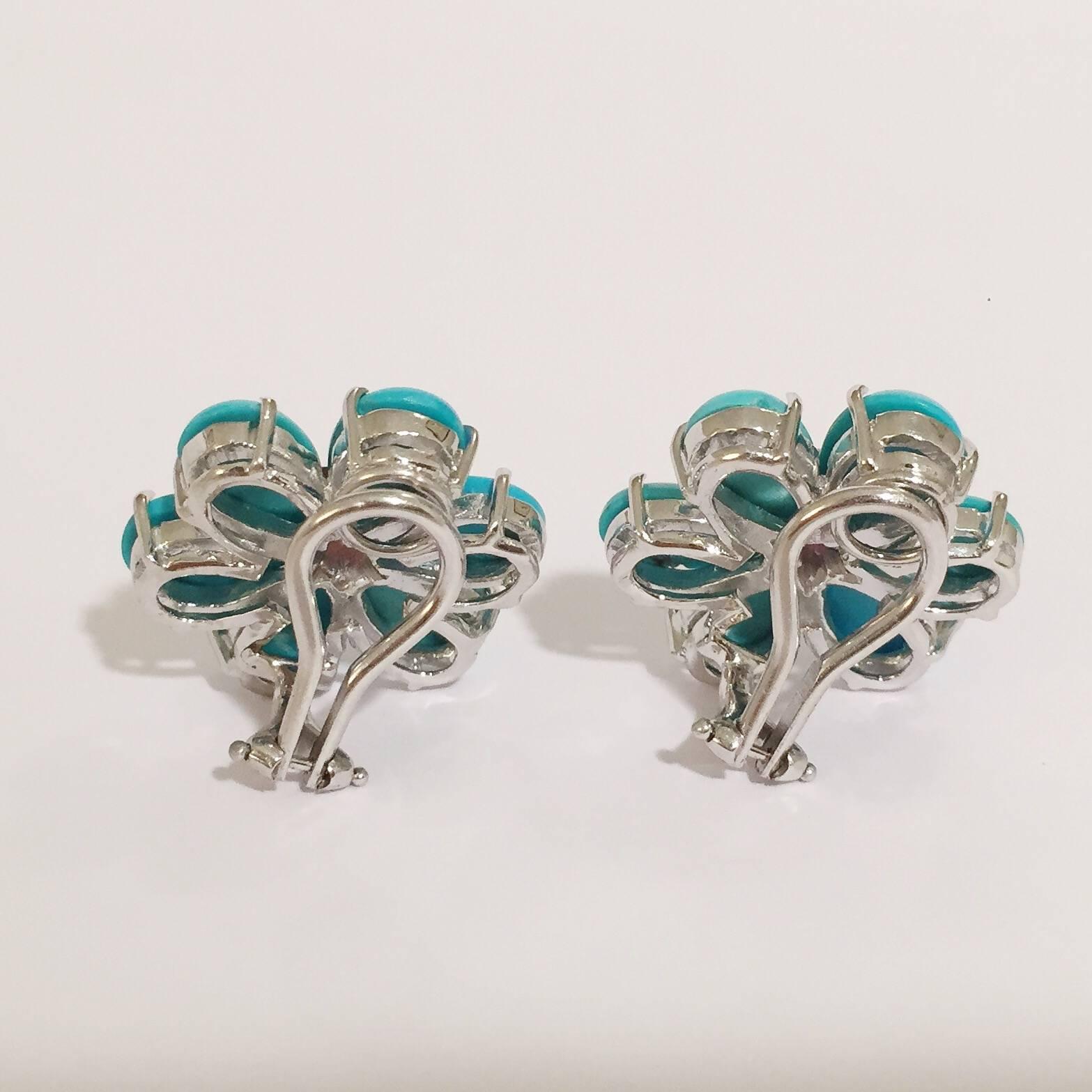 Christina Addison Rubelite Turquoise Gold Flower Earrings For Sale 8