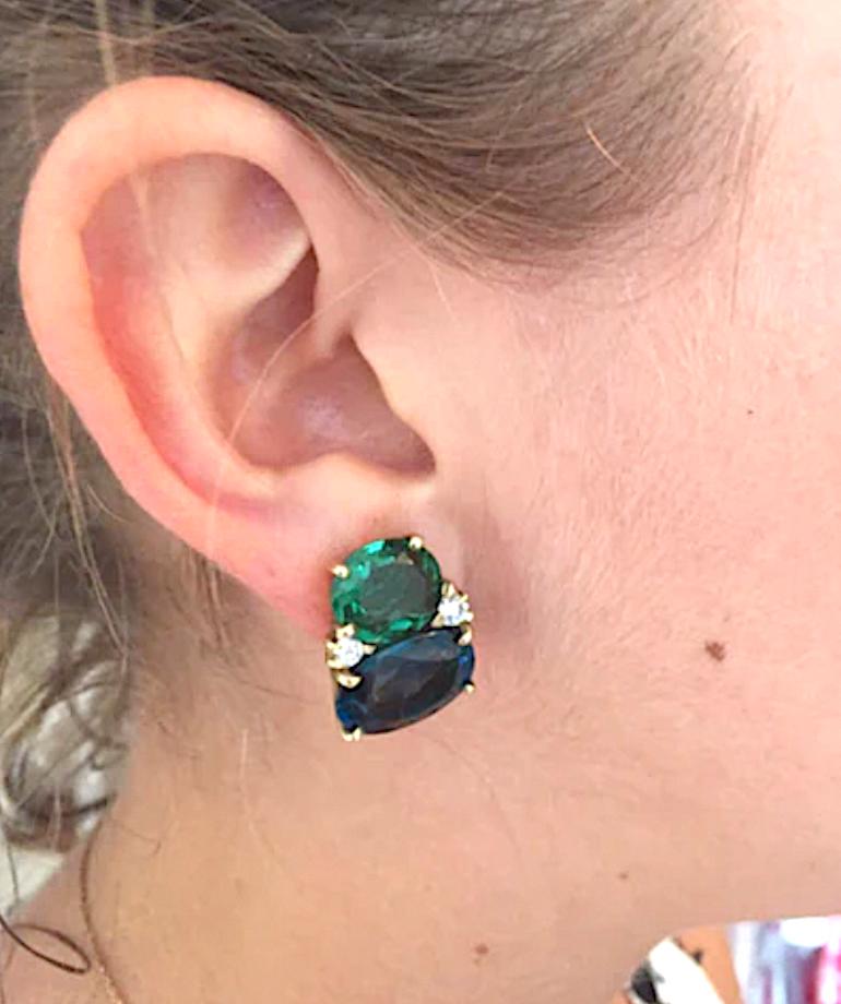 Christina Addison Rubelite Turquoise Gold Flower Earrings For Sale 13