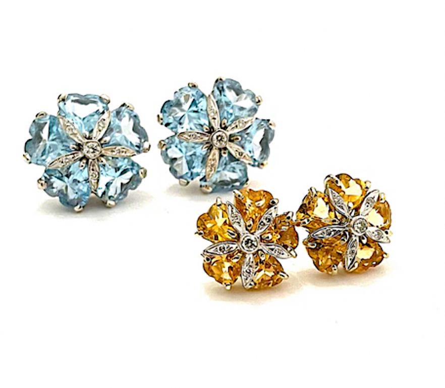 Christina Addison Rubelite Turquoise Gold Flower Earrings For Sale 2