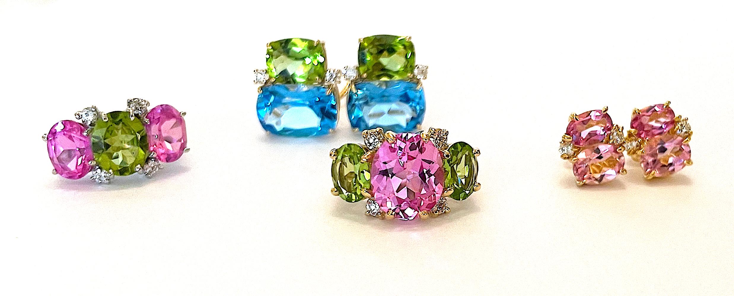 Christina Addison Small Gum Drop Ring with Blue Topaz Citrine and Diamonds For Sale 5
