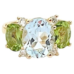 Christina Addison Small Gum Drop Ring with Blue Topaz Citrine and Diamonds