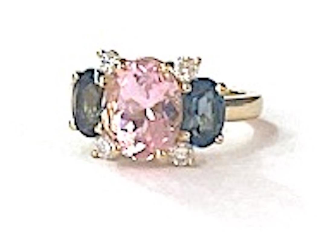 Christina Addison Small Gum Drop Ring with Iolite Blue Topaz and Diamonds For Sale 3