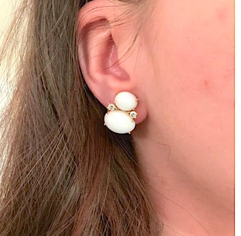 Christina Addison Turquoise Flower Stud Earrings with Diamond Center 12
