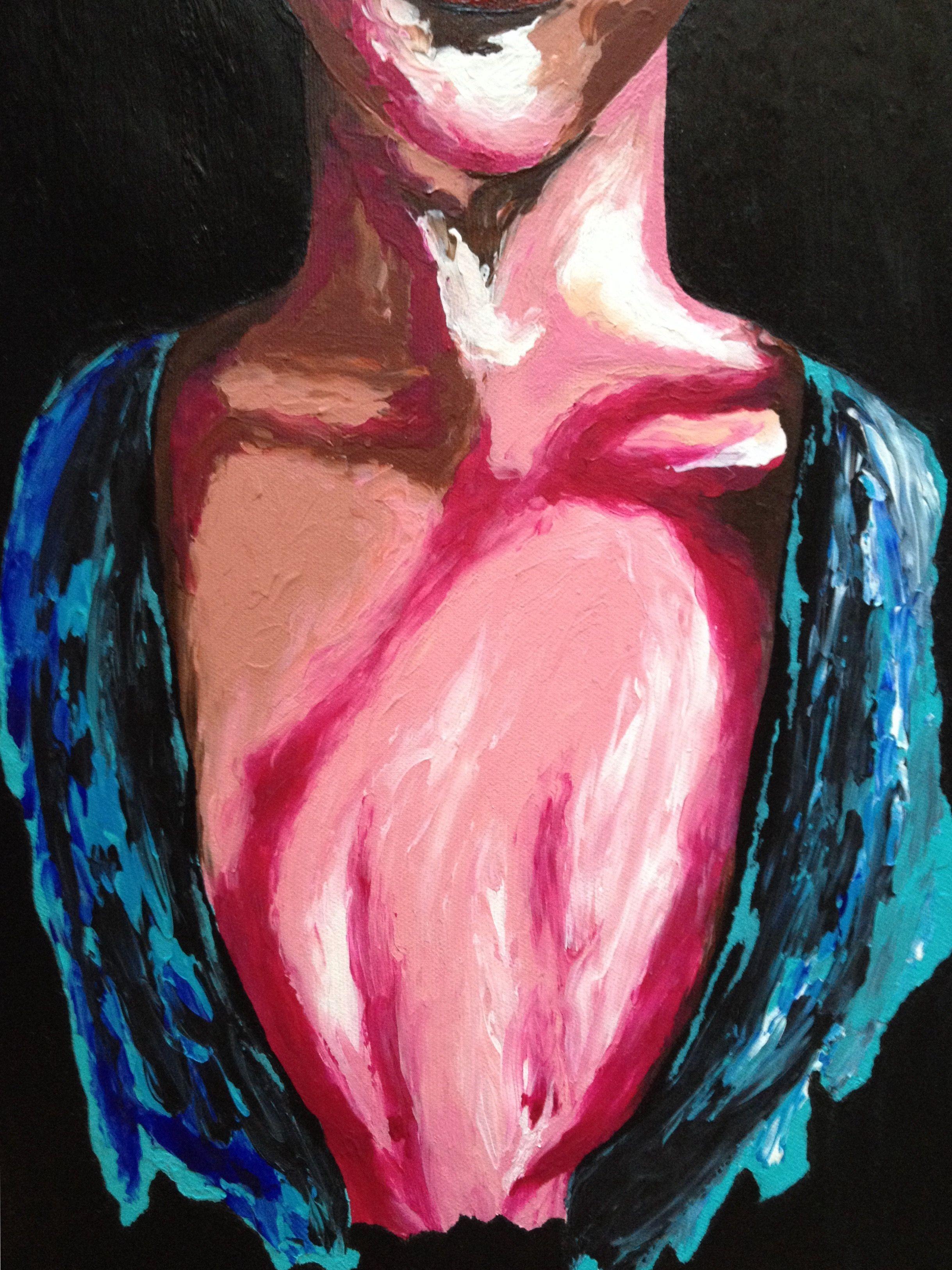 Dieses Kunstwerk wurde mit Acrylfarben und der Methode der Fingermalerei auf 35x70cm Leinwand gemalt.  Ist bereit, ohne Rahmen zu hängen.  Einige Farben, die ich verwendet habe, sind Türkis, Beige, Rosa, Braun, Schwarz und Weiß.  Ich habe mich von