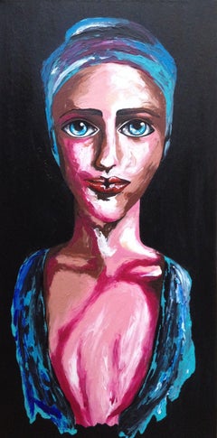 Deep in her blue eyes 35x70cm on canvas, Painting, Oil on Canvas