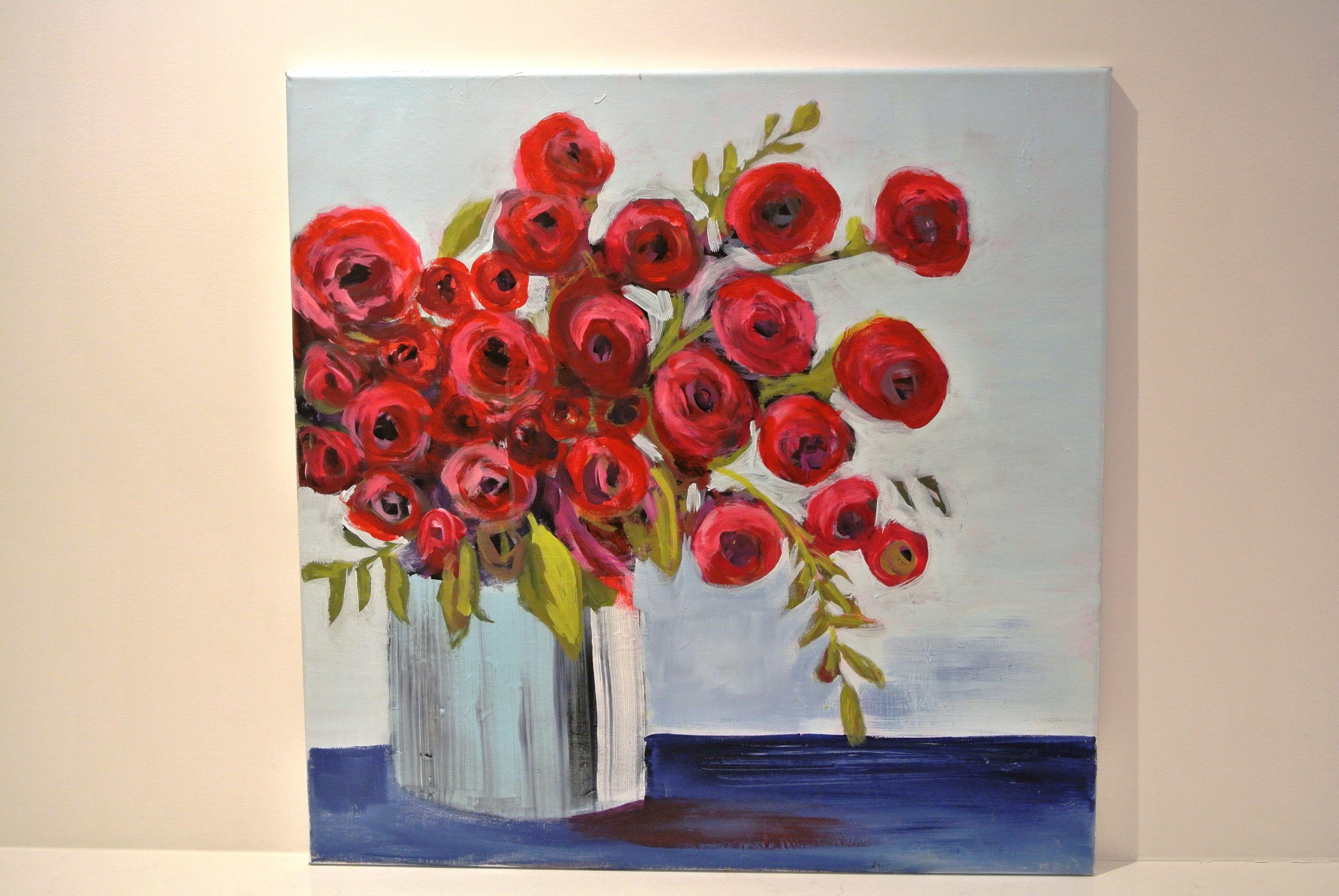 Ramo rojo, Pintura, Acrílico sobre lienzo - Painting Moderno de Christina Dilella