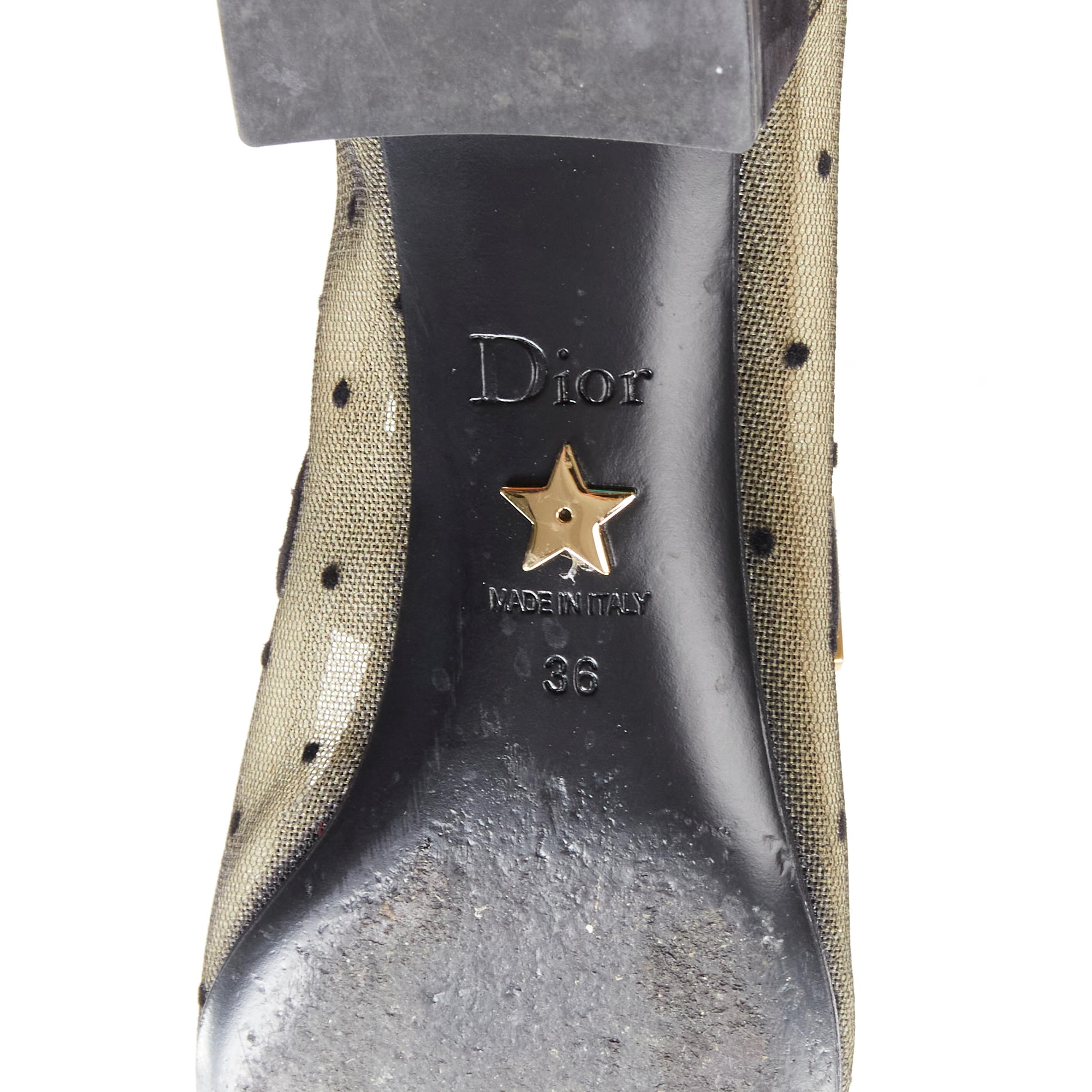 CHRISTINA DIOR Baby D gold logo strap nude mesh polka dot maryjane pump EU36 6