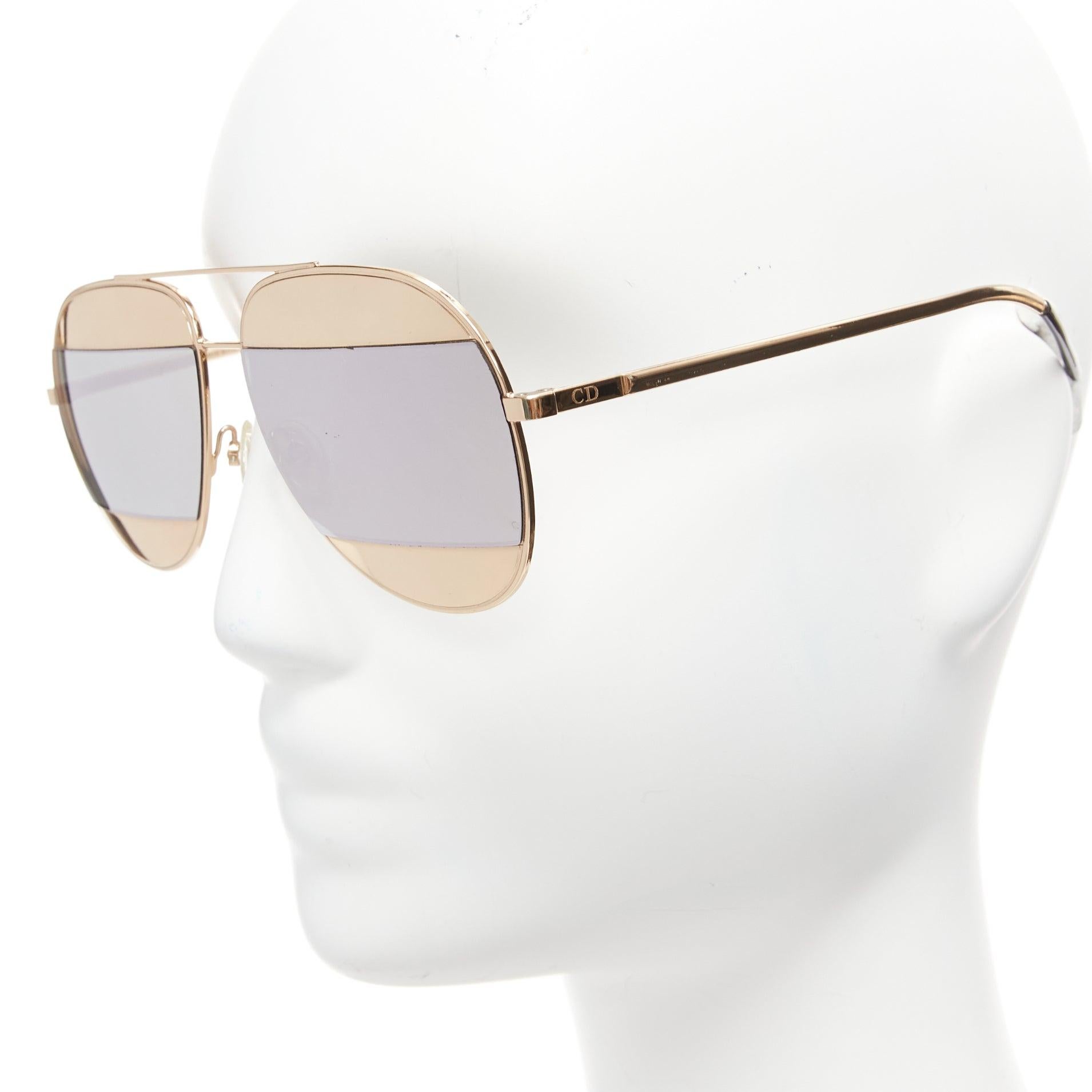 Women's CHRISTINA DIOR Dior Split 1 gold metal mirrored silver aviator sunglasses