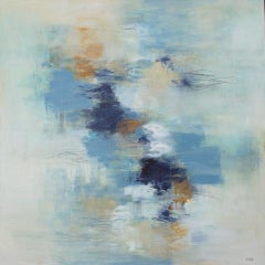 A Little Bit Cheeky von Christina Doelling, Großes quadratisches abstraktes Gemälde, blau