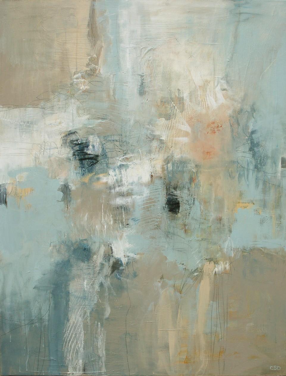 Texture and depth are very important elements in Christina’s mixed media paintings. In addition to multiple layers of paint, Christina often creates marks with charcoal, pencil and oil pastels to add energy and additional dimension. Stylistically,