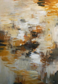 Firestorm by Christina Doelling, Large Vertical Abstract Painting with Neutrals