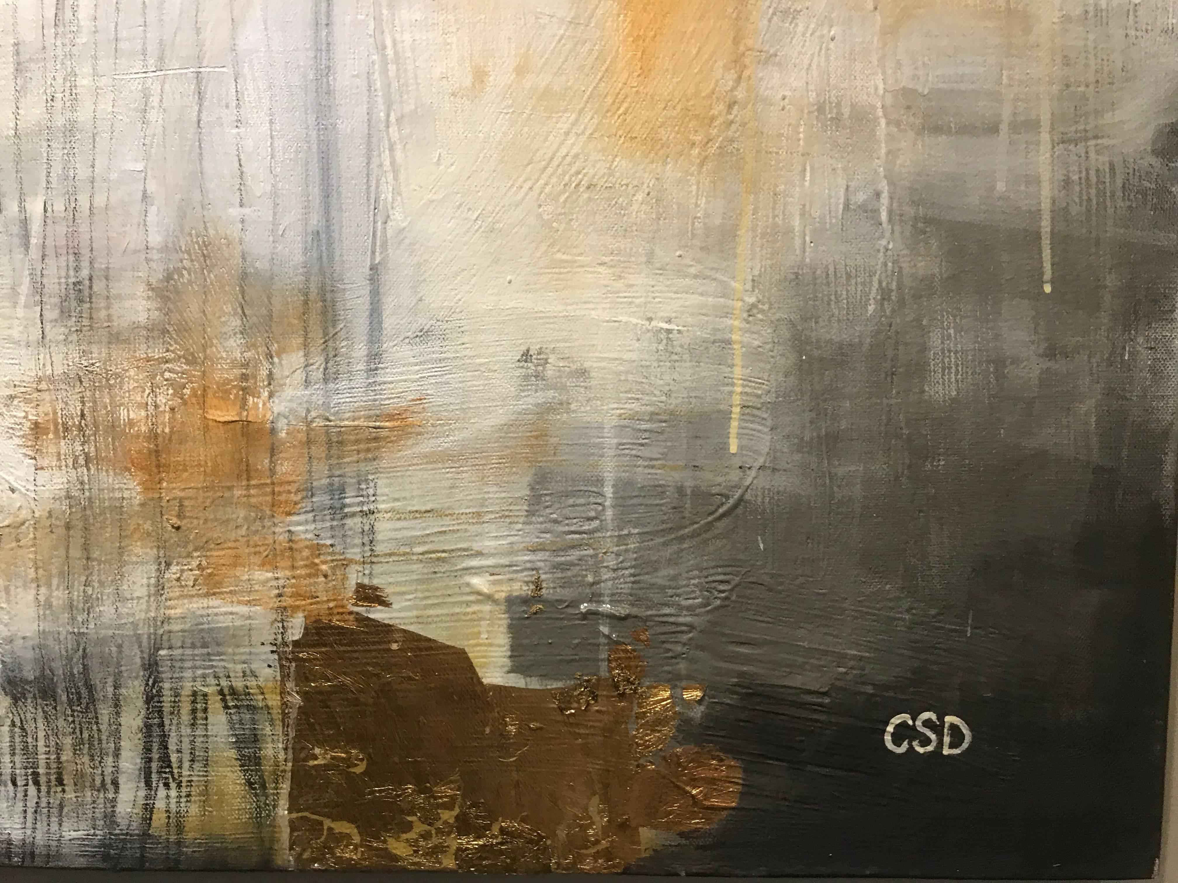 Treasures Unearthed, Abstract Mixed Media and Gold Leaf on Canvas Painting 2