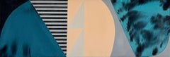 Vertical Abstract Painting, Neutral Contemporary Canvas Art 16x46