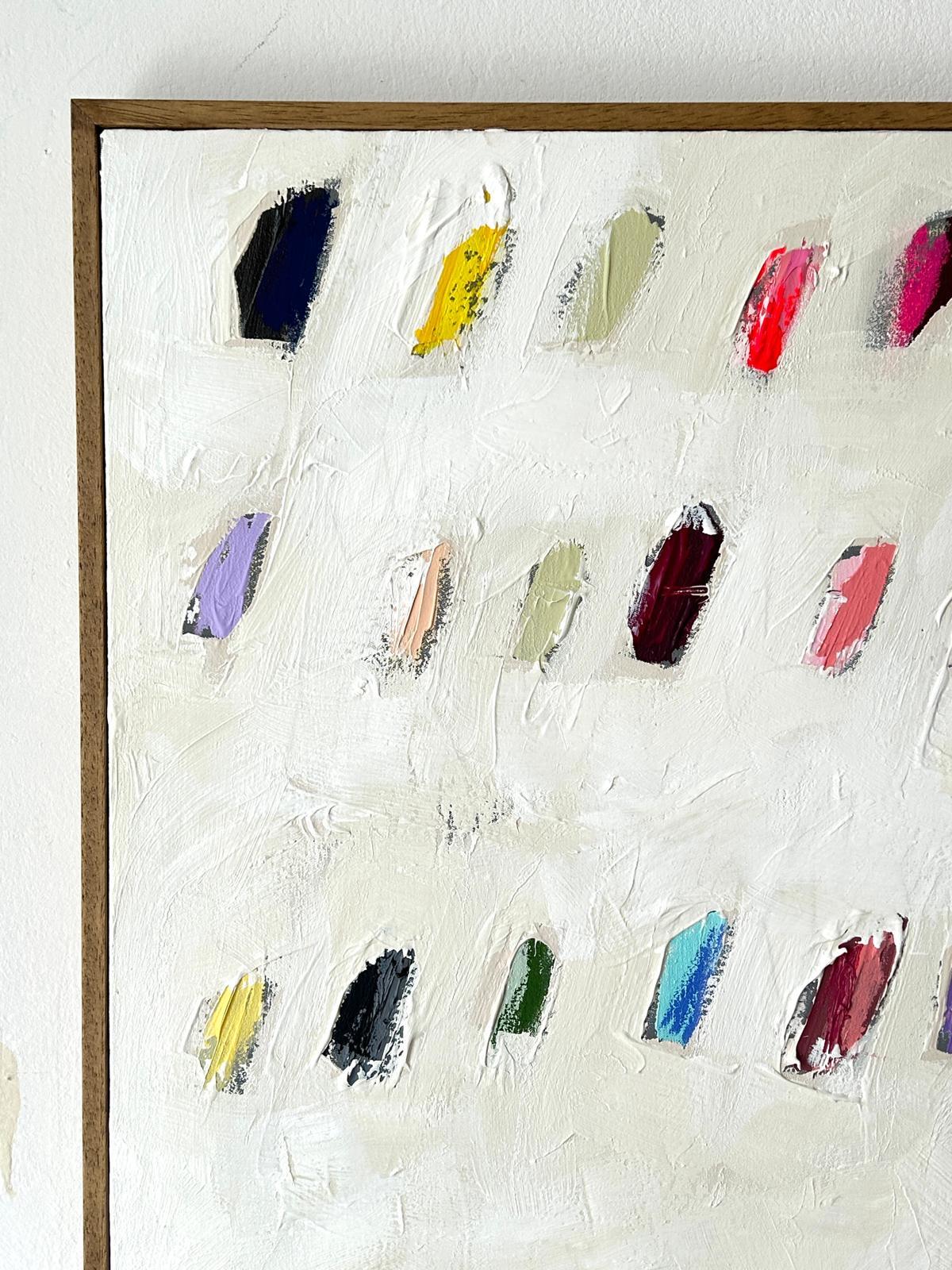 Christina Gschwantner Diptyque Dots 160x140 - Gris Abstract Painting par  Christina Gschwantner