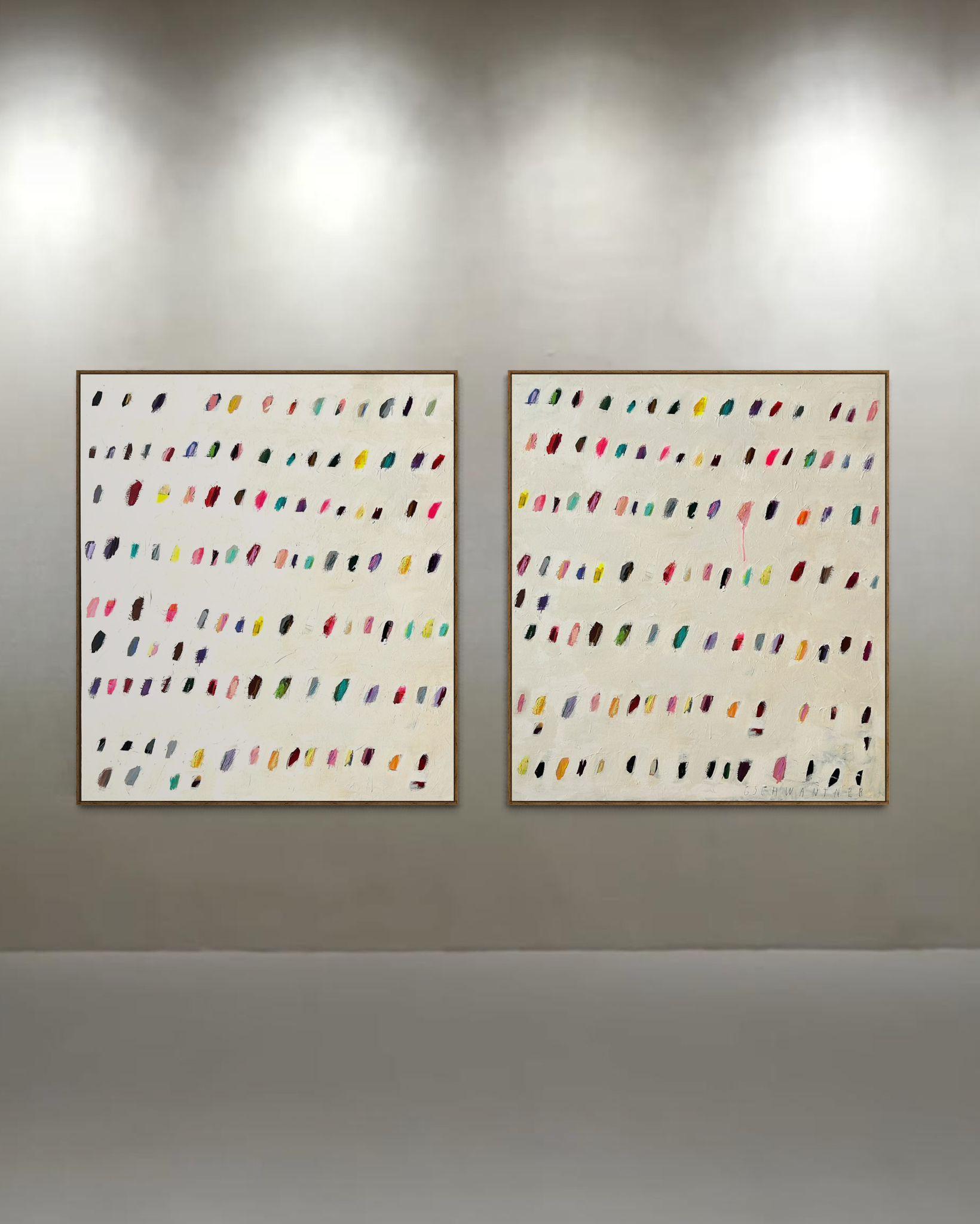 Abstract Painting  Christina Gschwantner - Christina Gschwantner Diptyque Dots 160x140