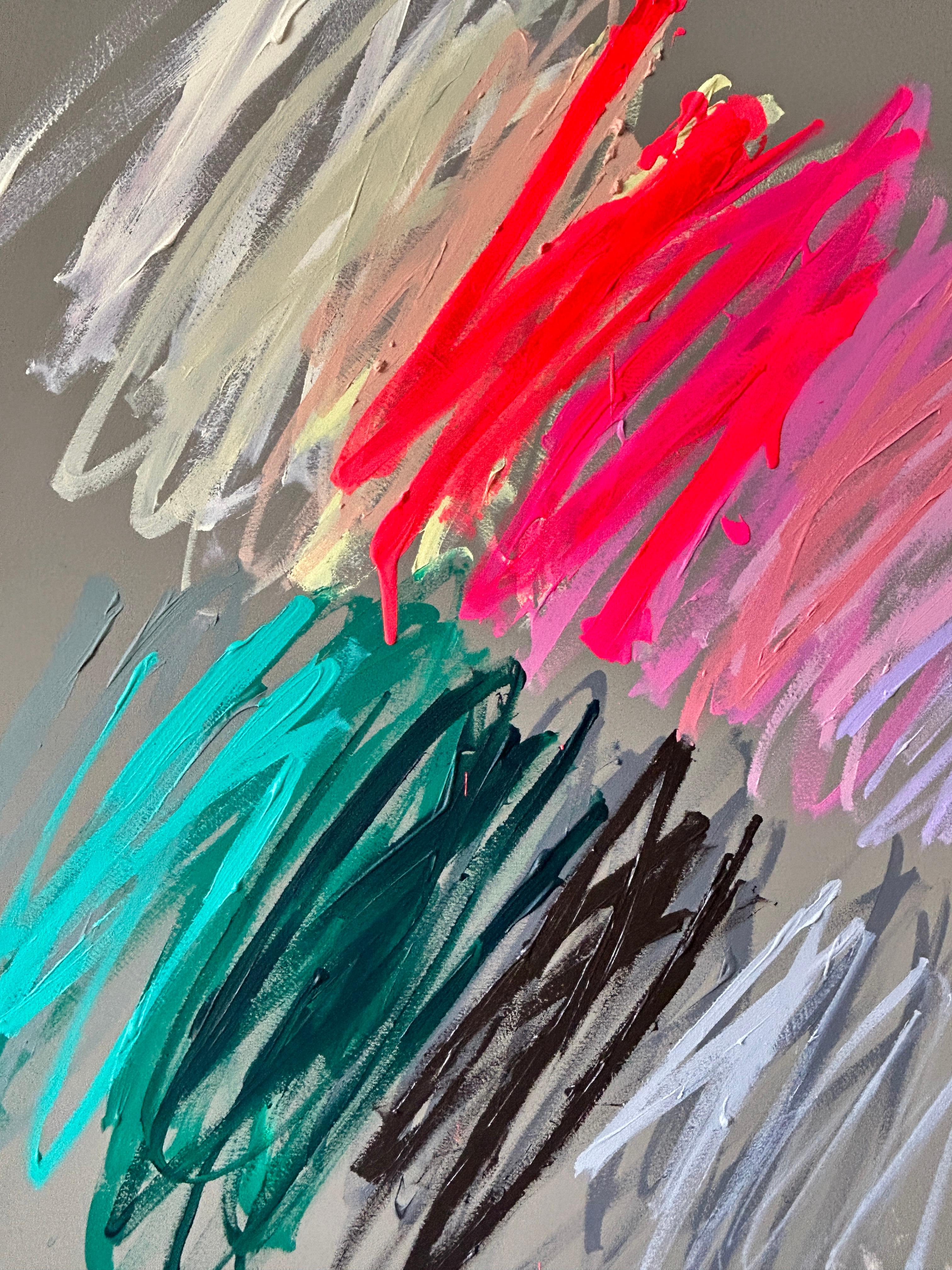 Christina Gschwantner New Vivid Gestures Contemporary Abstract Painting Bright For Sale 4