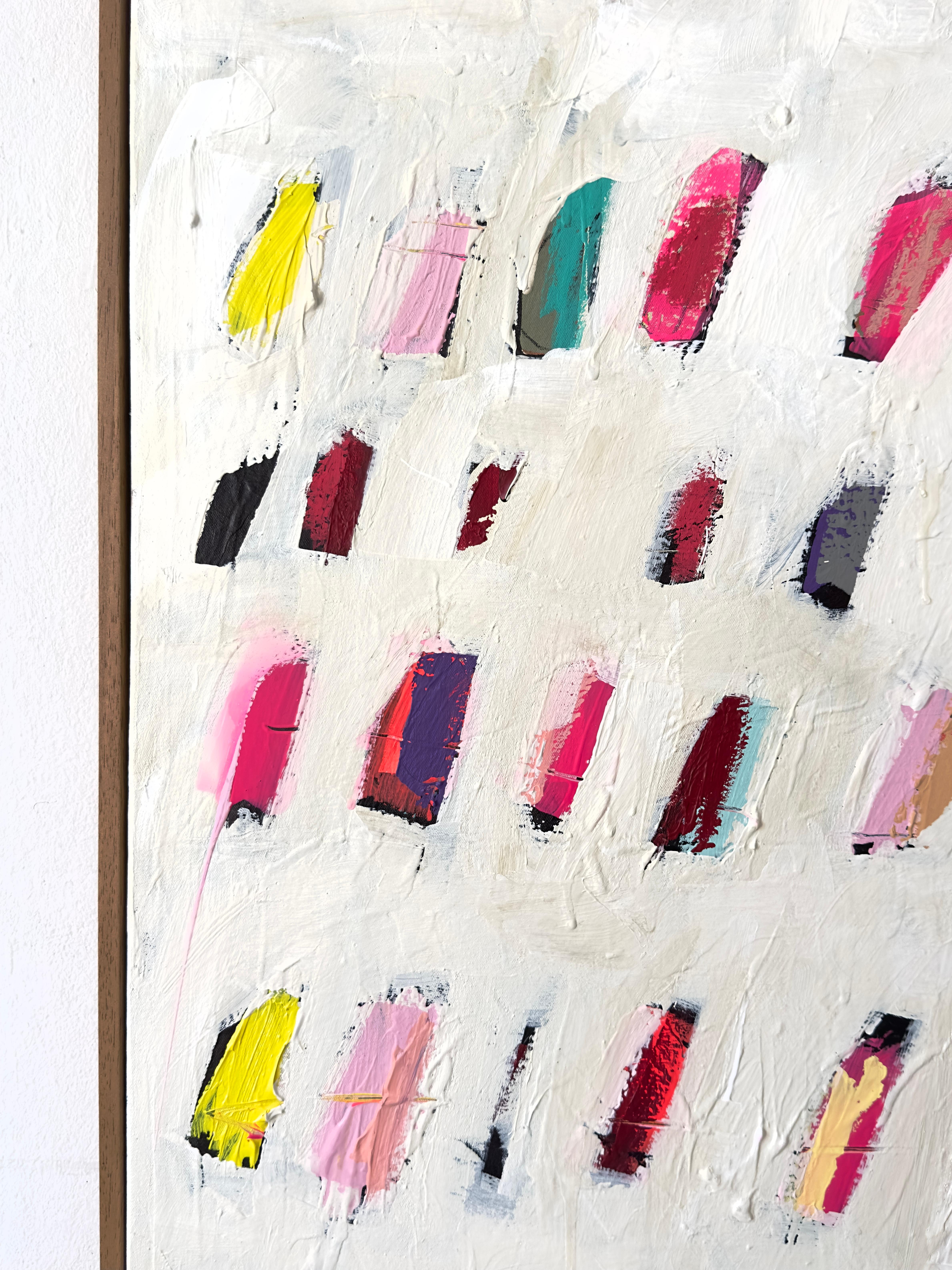 Colorful Abstract Dot Painting VII – Contemporary Mixed Media - White Abstract Painting by  Christina Gschwantner