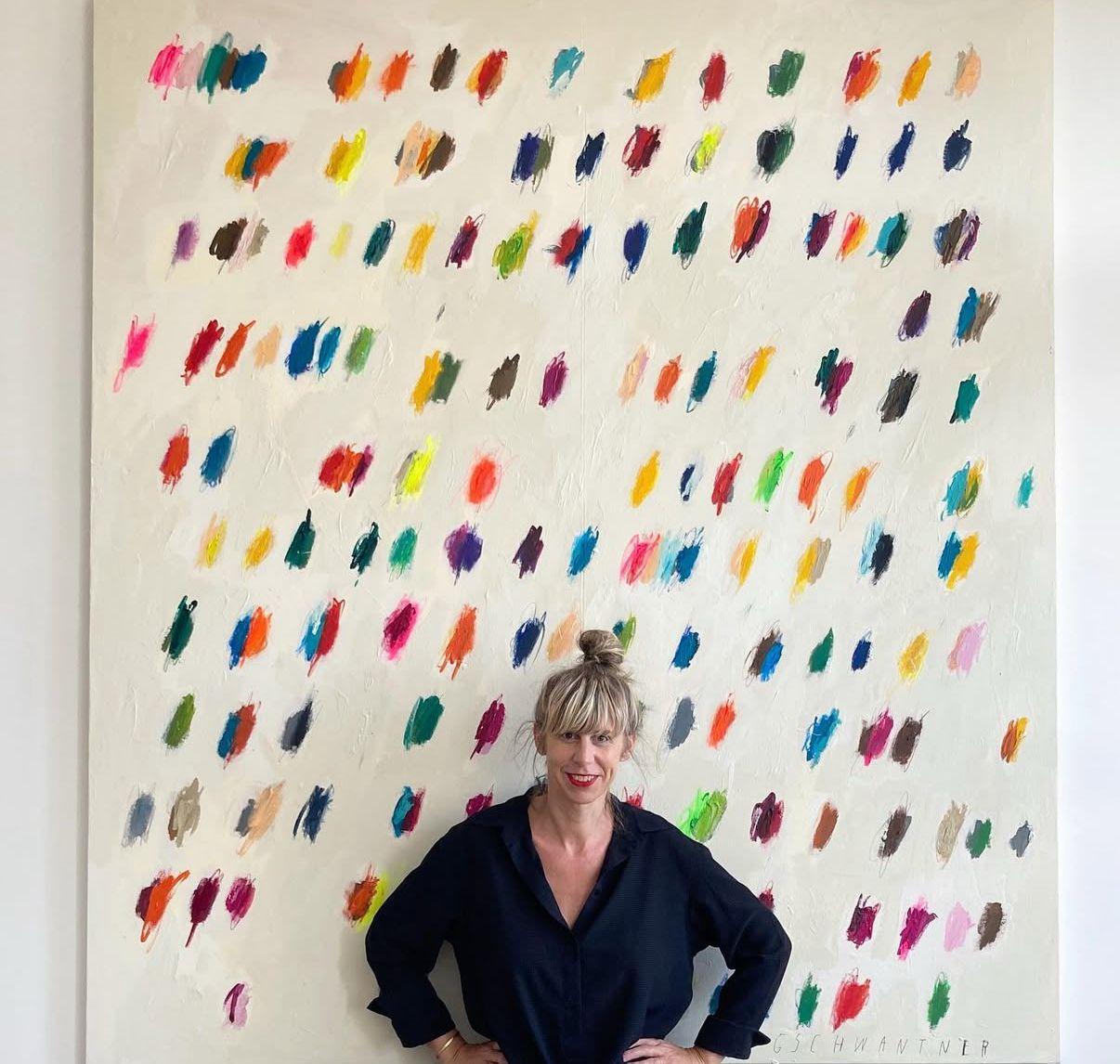 Contemporary Big Abstract Vivid Strokes Colors Artist Christina Gschwantner en vente 9