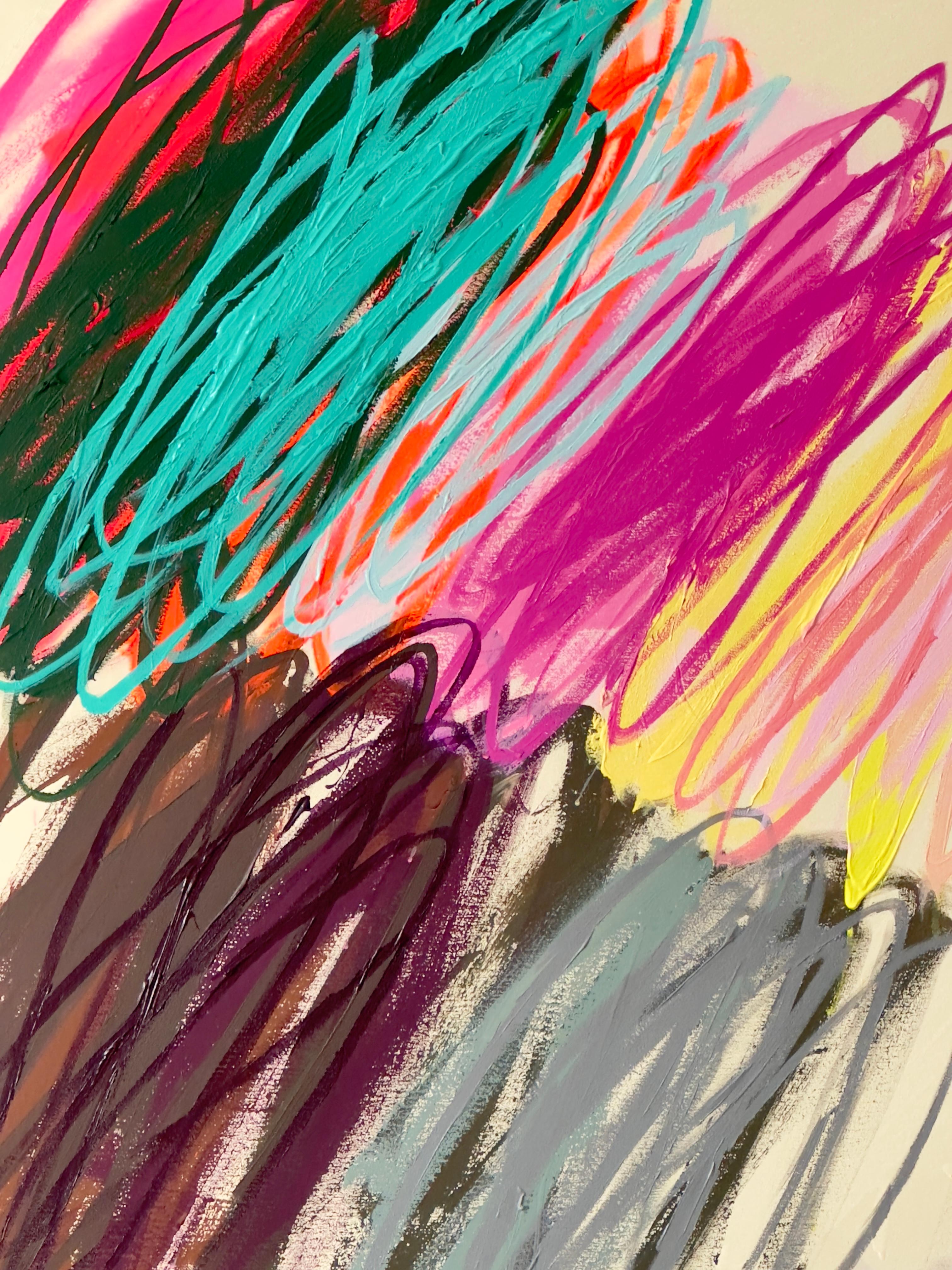 Contemporary Big Abstract Vivid Strokes Colors Artist Christina Gschwantner en vente 1