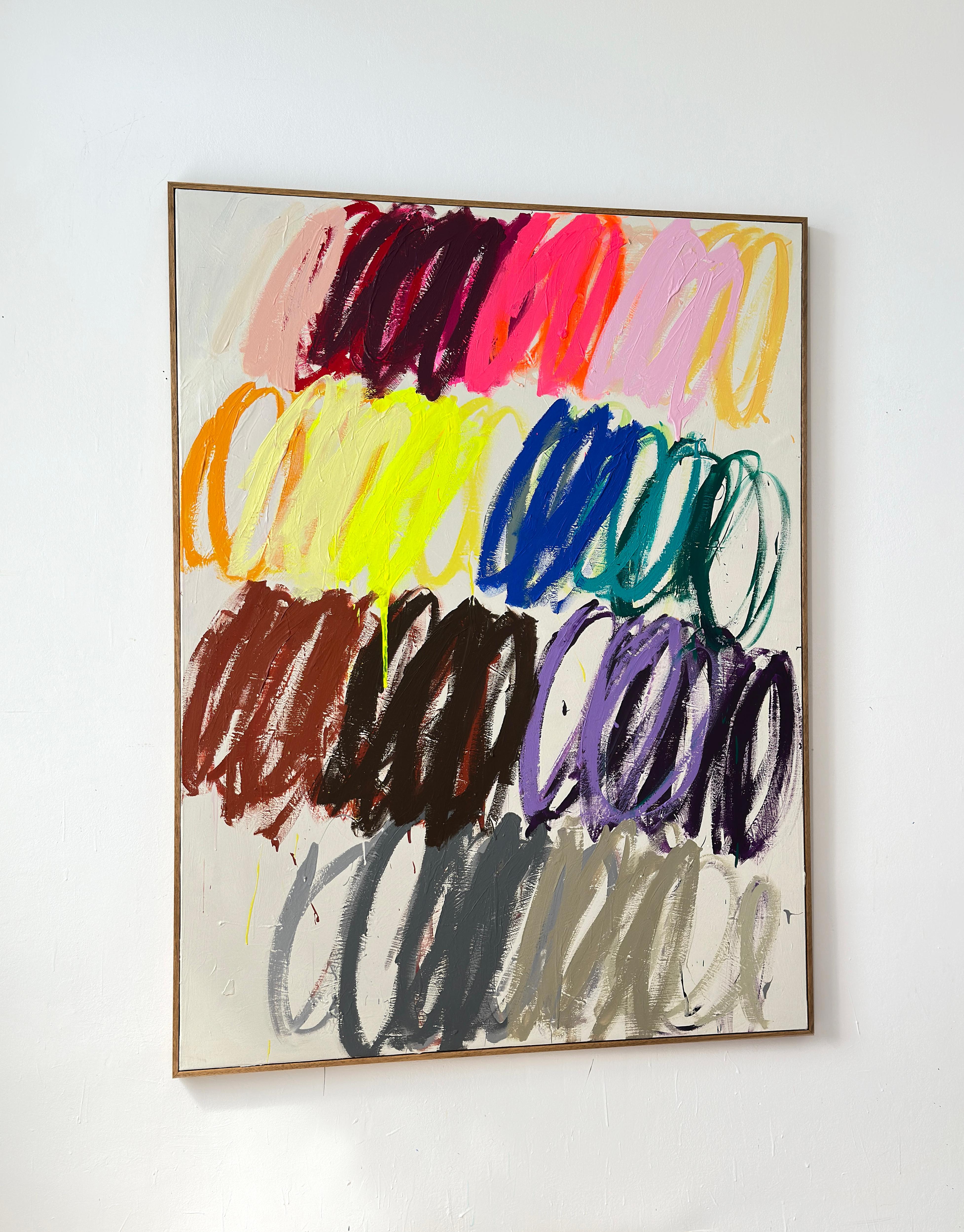 Gran Movimiento Contemporáneo Abstracto Pastel Puntos Colores Artista Christina Gschwantner en venta 1