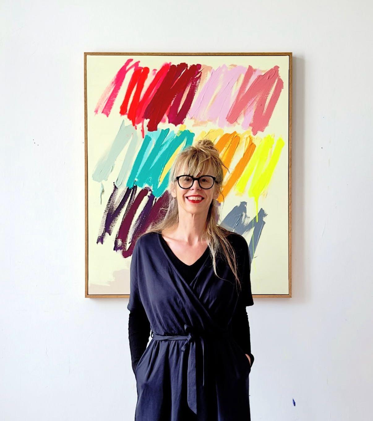 Gran Movimiento Contemporáneo Abstracto Pastel Puntos Colores Artista Christina Gschwantner en venta 4
