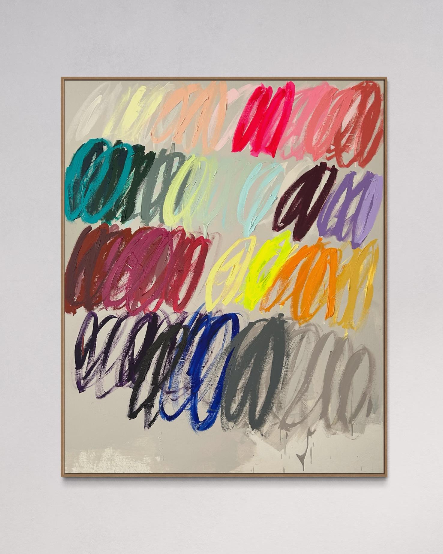 Contemporáneo Tamaño Grande Abstracto Colores Pastel Dots Artista Christina Gschwantner en venta 3